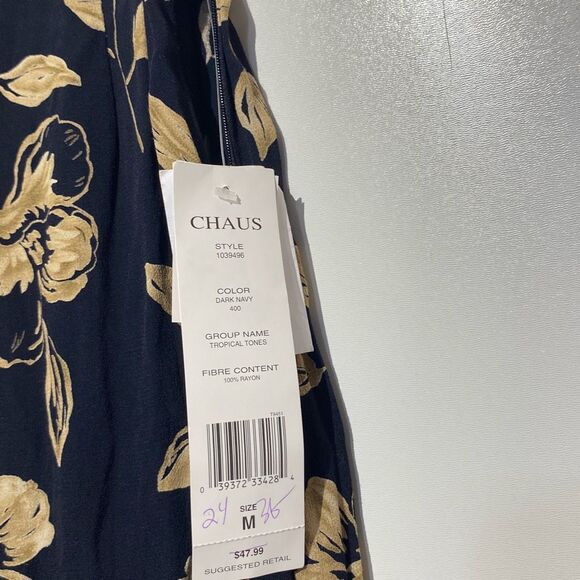 CHAUS Sport Women's Dark Navy Tropical Tones Floral Maxi Skirt Medium NWT - Picture 5 of 10